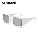 Oversized Square Sunglasses Women White Silver Mirror