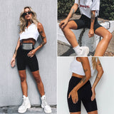 Shorts Women Thin Fitness Casual High Waist Fashion Biker Shorts Summer Slim Knee-Length Bottoms Black Cycling Shorts Streetwear