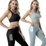 Women 2 Piece Sport Gym Clothes Fitness Set Squat Proof Pant - keytoabetterlife