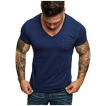 T-shirts Casual V-neck Shirt Solid Color - keytoabetterlife