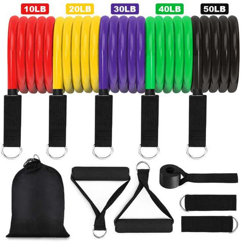 11Pcs Latex Resistance Tube Bands Set with Handles